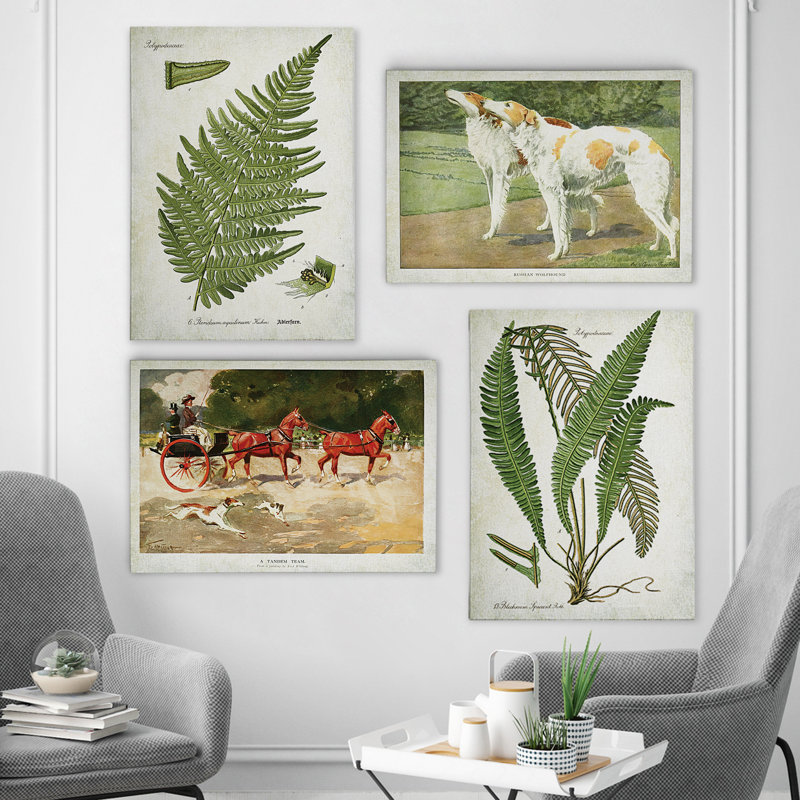 «Classic Sketch and Prints II», ensemble de 4 reproductions d'art sur toiles, H 18 po x l 48 po x P 1 po