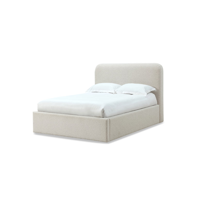 Lit plateforme tapissier Bailee, Double, Boucle blanc