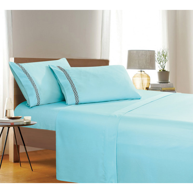 Ensemble de draps en microfibre percale, Complète, Aqua
