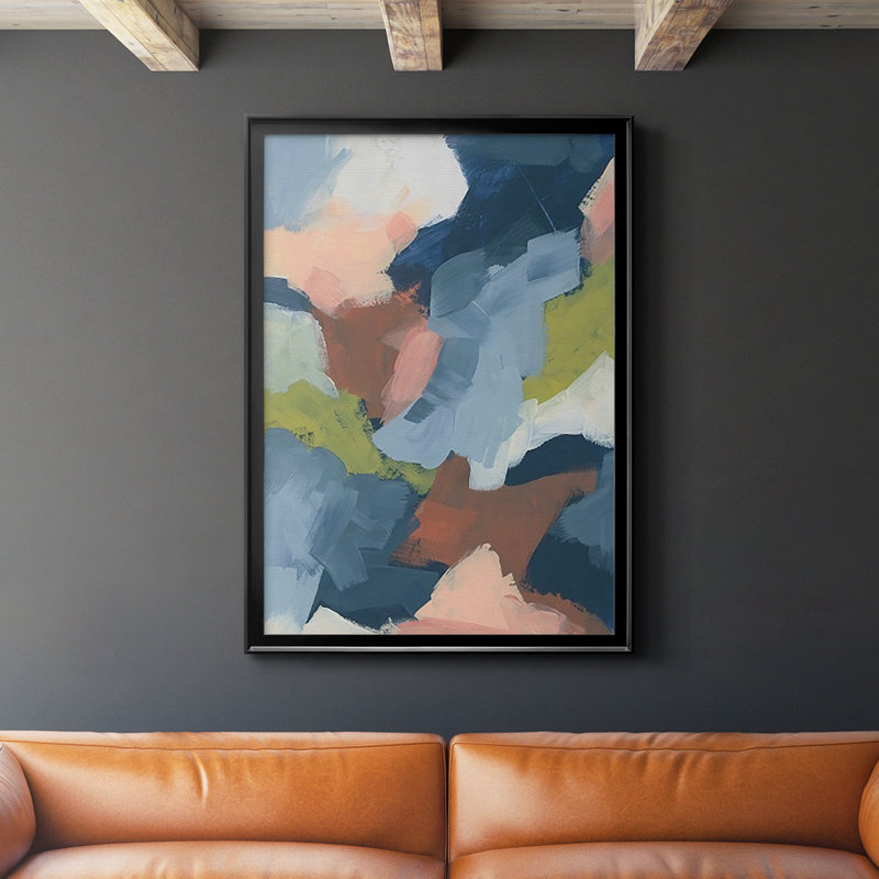 «Soft Indigo Atmosphere II» - impression d'un seul cadre photo, Cadre noir, H 36,5 po x l 26,5 po x P 1 po