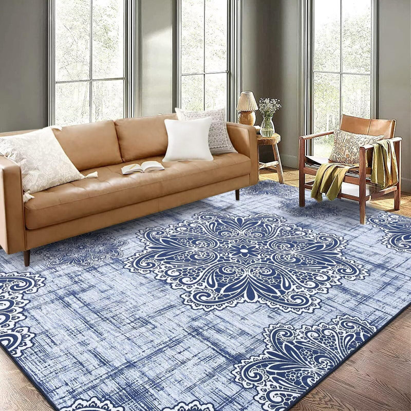 Tapis design rétro avec tapis antidérapants, Rectangle 10 pi x 13 pi