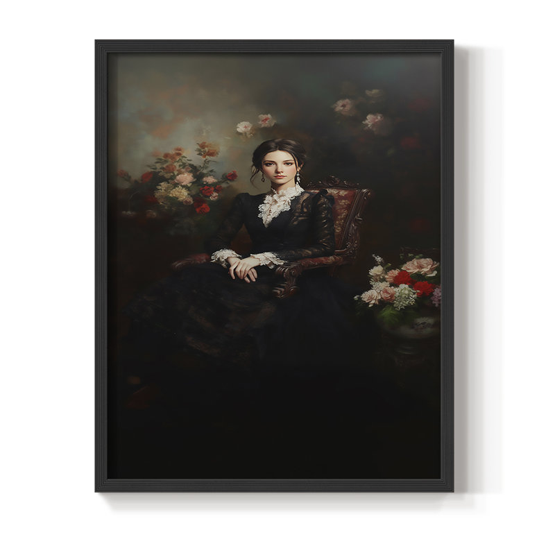 WOMEN Series CCXLVIII Framed Print - Solid Wood, Black, 11" H x 9" W