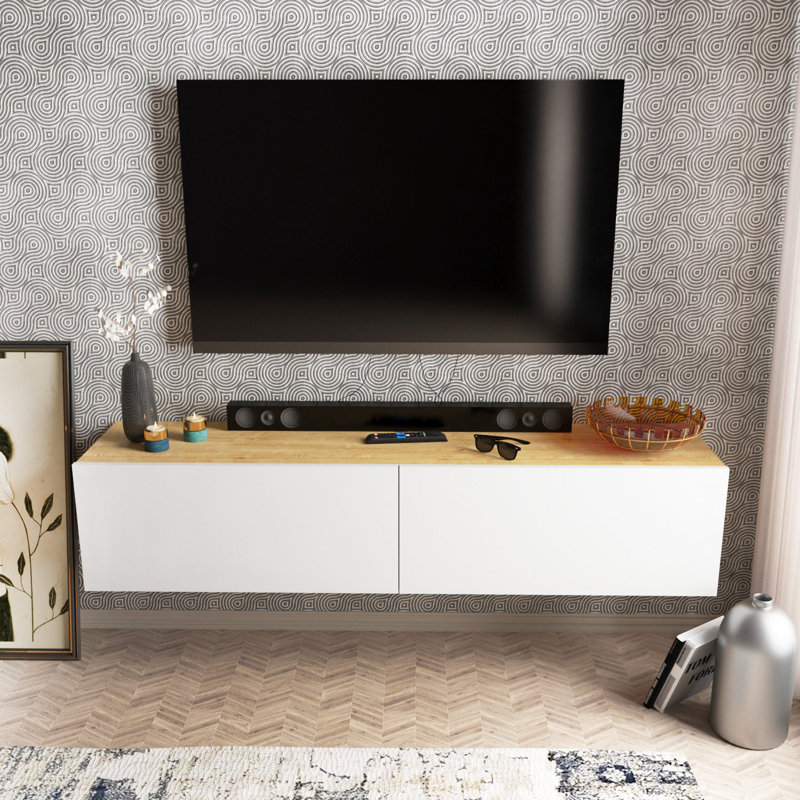 Meuble télé, Blanc / Brun