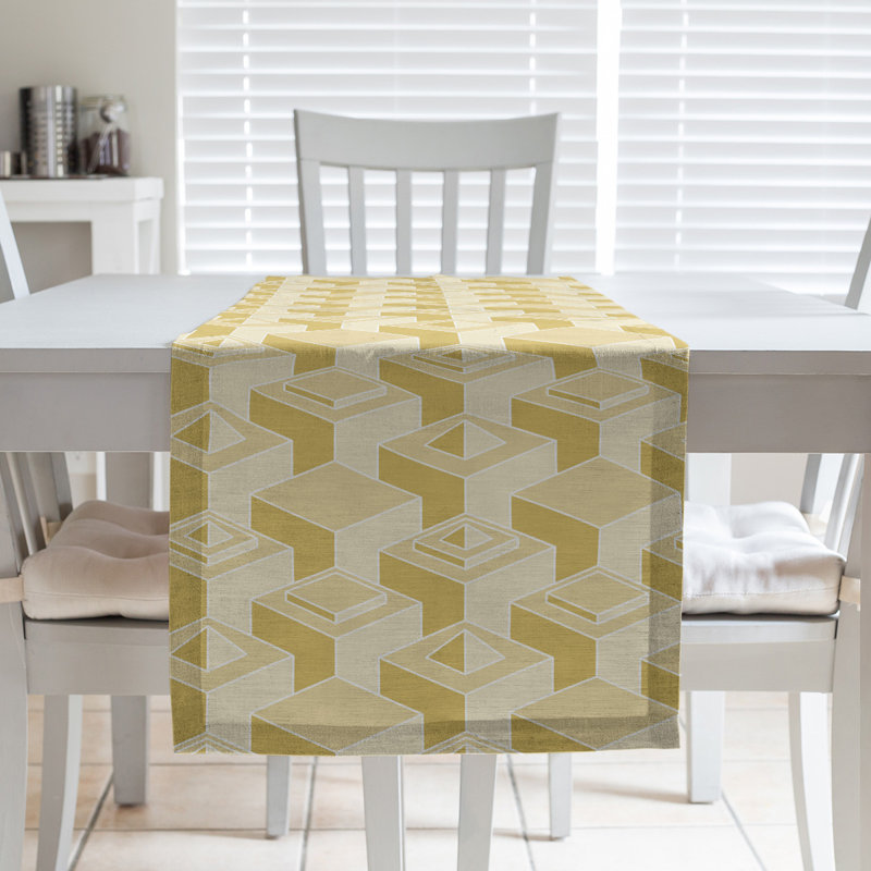 Classic Skyscrapers Table Runner, 16" x 72", Light Yellow