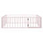 Structure de lit pleine grandeur en métal pour enfants avec clôture et porte, lit robuste et durable, facile à assembler, rose-118614486-118614491