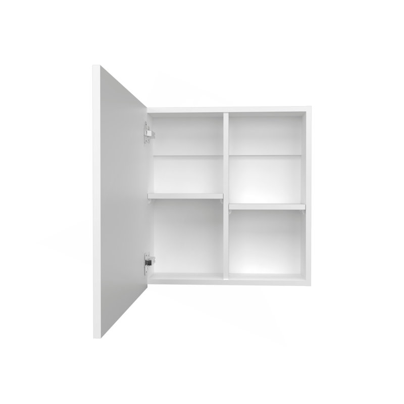 Medicine Cabinet 21.1" H, 1 Door, 4 Shelves, 1 Mirror, White