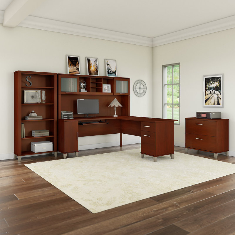 Magomed 4 Piece Computer Desk Office Set, Hansen Cherry