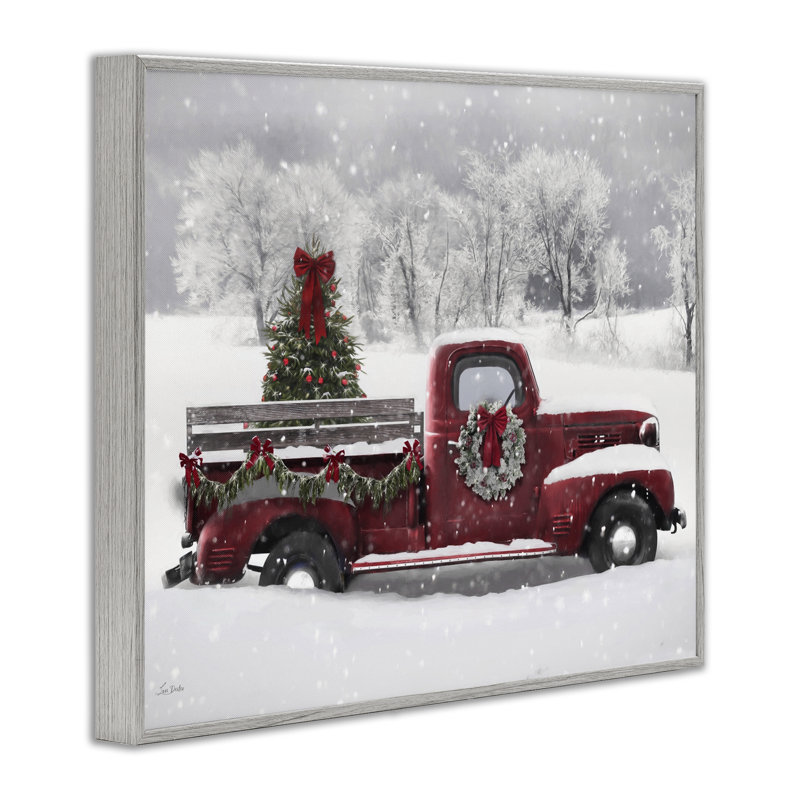 Guirlande de camion de Noël avec couronne, conception de Lori Deiter, Estampe numérique Farmhouse, H 11 po x l 14 po