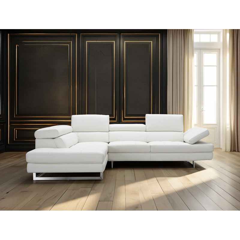 Antalya 2 - Piece Upholstered White Sectional, White