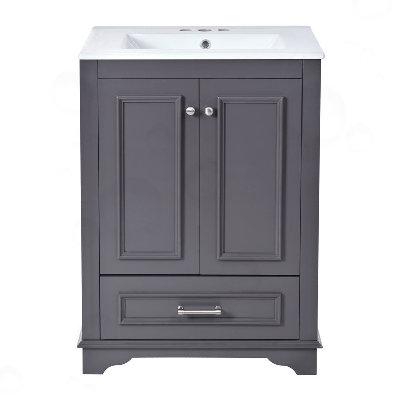 Ensemble de meuble-lavabo avec lavabo en céramique, Bleu gris