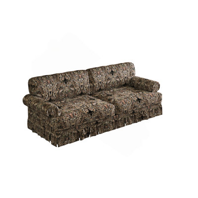 Canapé de 74 pouces luxueusement confortable à 3 places avec siège très profond, accoudoirs roulés et jupe plissée pour une vie moderne.