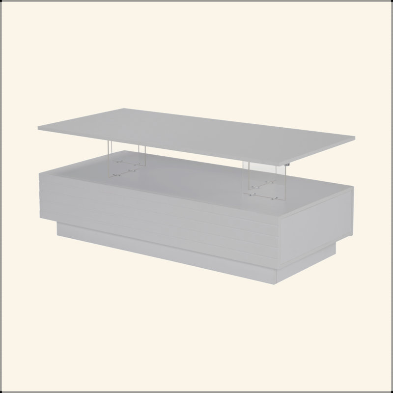 Table basse moderne à 2 tiroirs de 47,2 po à DEL moderne, Blanc