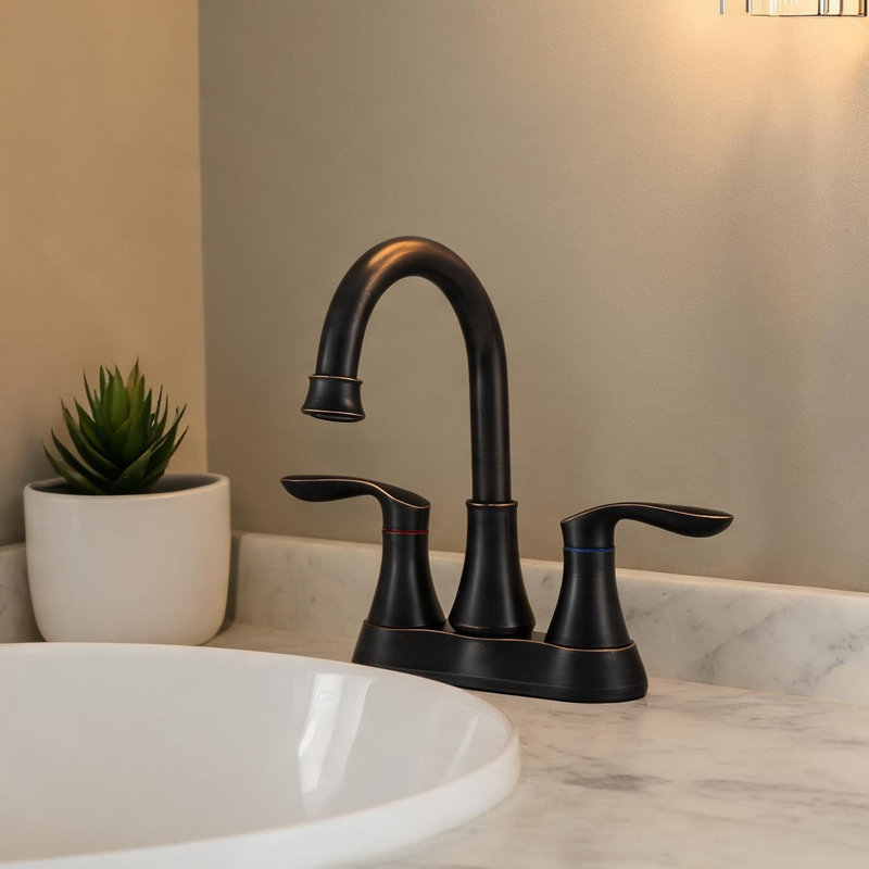 Robinets à siège pivotant et systèmes de douche en bronze huilé, 36,5 x 25,5 x 6,5 po, avec structure en métal