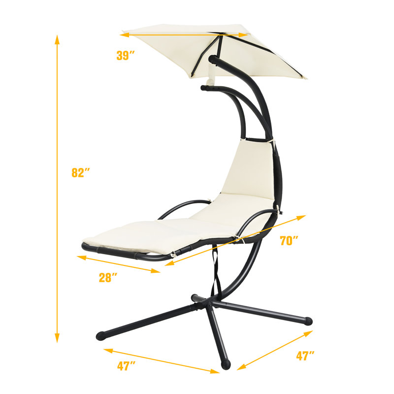 Chaise longue suspendue Venerocia avec support, Blanc