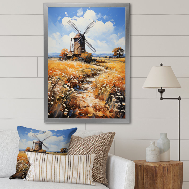 Mill Wind Eernal Rotation - impressions sur toile de paysages urbains, H 20 po x l 12 po x P 1 po, Cadre photo argenté