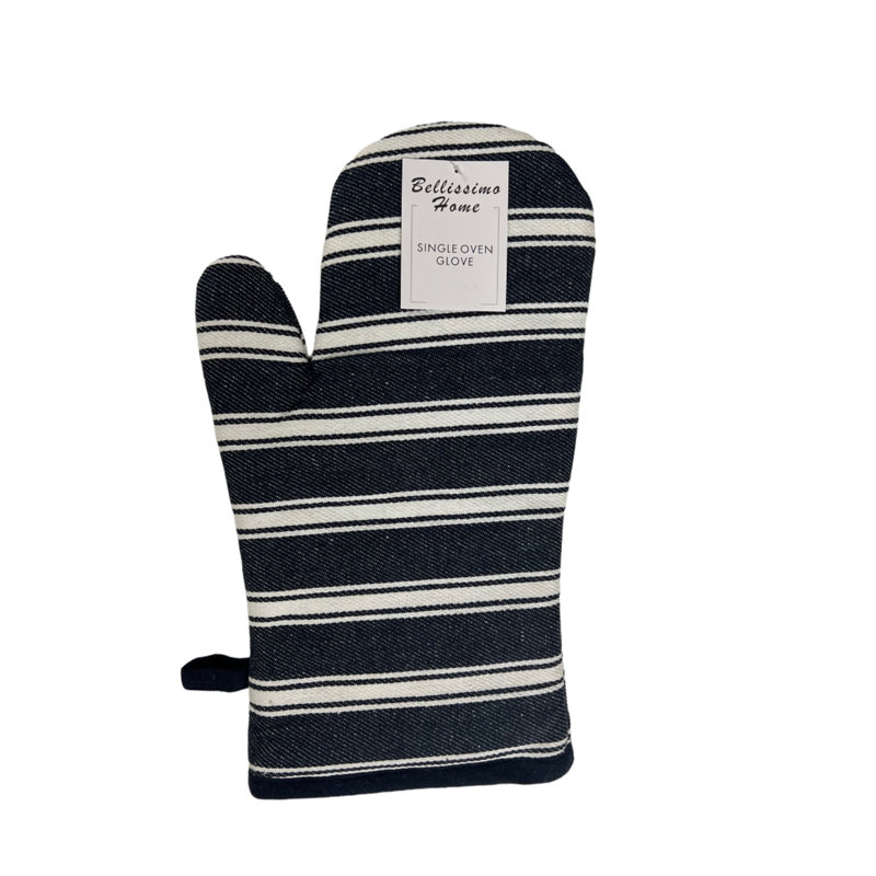 Metro Lane Adayshia Striped Cotton Oven Mitt, Navy Blue