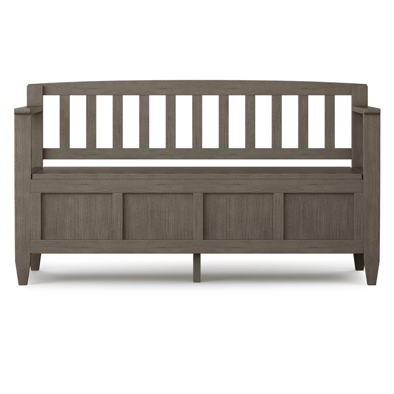 Brooklyn 48"W Solid Wood Contemporary Entryway Storage Bench with Lift-Top Lid and Dual Compartments, Farmhouse Gray