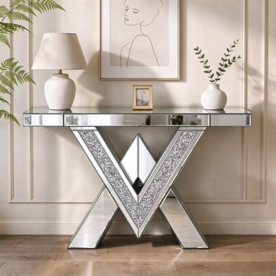 Console en miroir à losanges concassés en forme de X