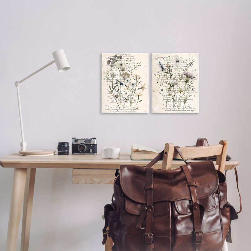  «Vintage Letters with Botanicals», ensemble d'art sur plaque murale par Carol Robinson