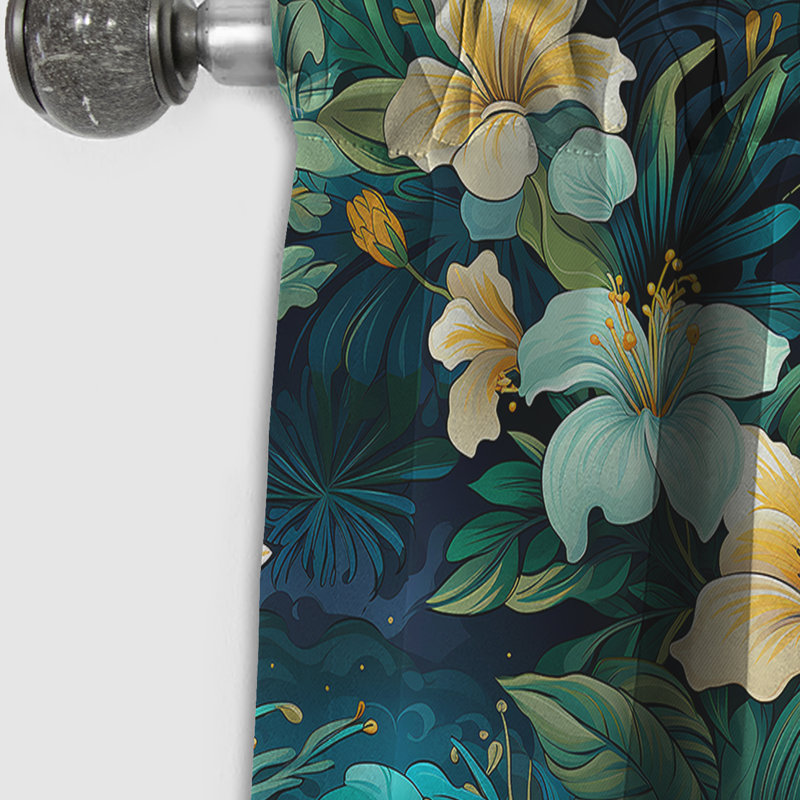 Tropique céleste motif tropical II - Rideau floral - Rideau occultant floral - 1 panneau, L 52 po x L 108 po