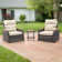 3-Piece Patio Recliner Set with Cushions and Table, Weather-Resistant Wicker and Eucalyptus Wood Arms