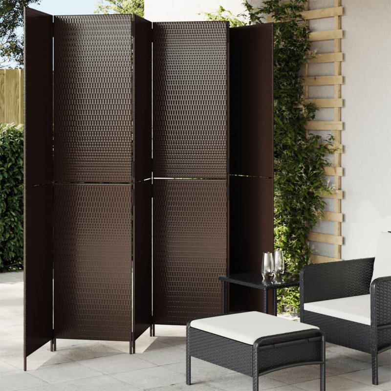 Neyzer Folding Room Divider, 200cm H x 196cm W, 6, Brown