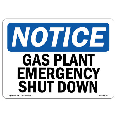 Panneau d'arrêt d'urgence d'une usine à gaz