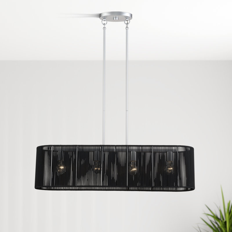 Grand lustre linéaire en nickel peint à 4 lumières Acordia, 4, Nickel