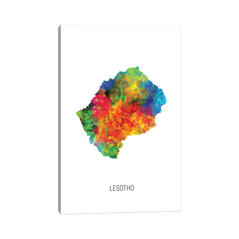 Lesotho Map by Michael Tompsett - Wrapped Canvas Gallery-Wrapped Canvas Giclée, 101.6 cm H x 66.04 cm W x 1.91 cm D