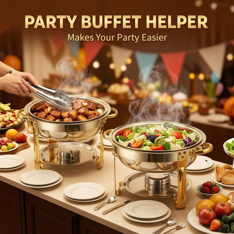 4.5L Stainless Steel Chafing Dish Buffet Set,  Food Warmers Buffet Server for Parties, Home, Gatherings