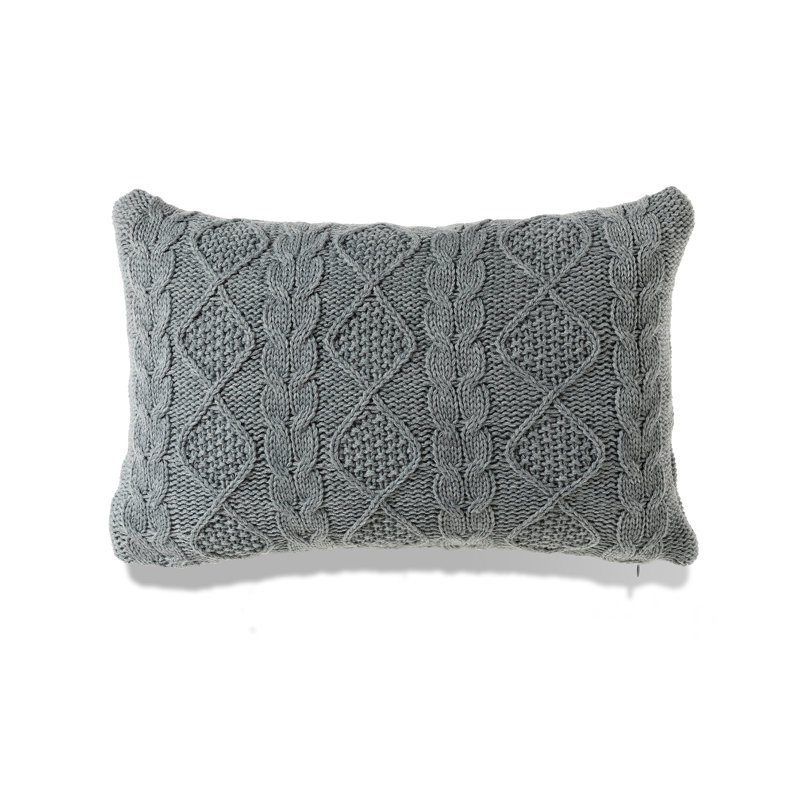 Housse de coussin et insert Banff, Gris chiné pâle, Mélange de duvet, H 22 po x l 22 po x P 3 po