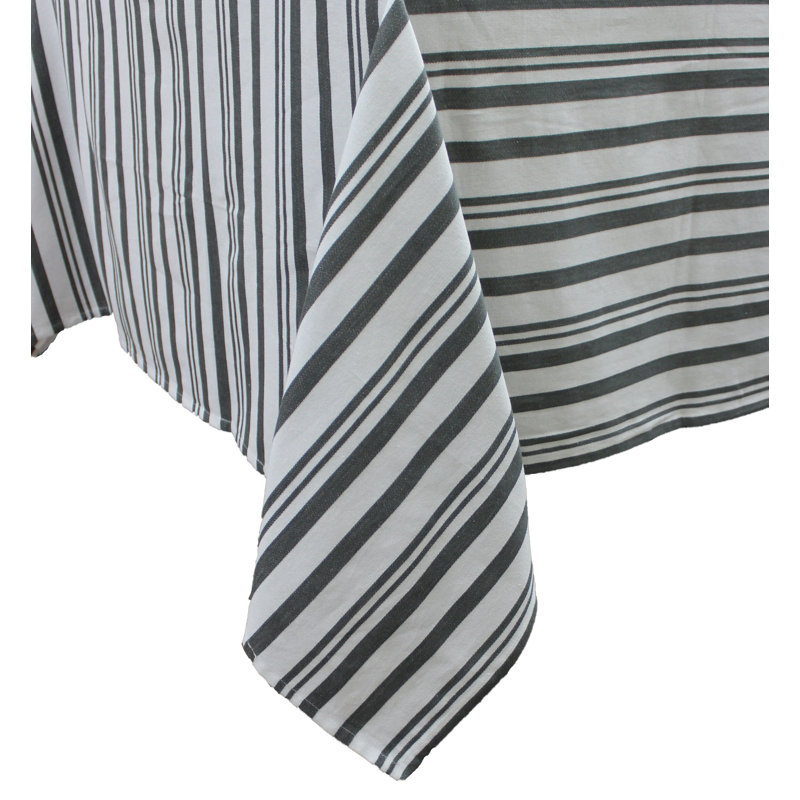 Wilson Striped 100% Cotton Tablecloth, Gray, 108" L x 60" W