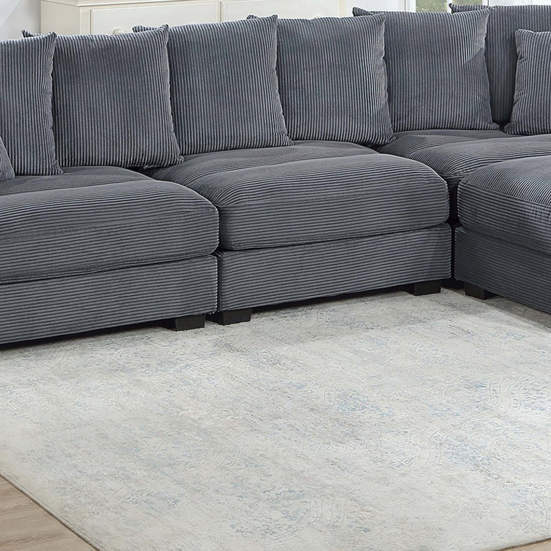 Chaise sans accoudoirs - Velours côtelé - 2 coussins de dossier, Gris foncé
