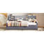 Lit plateforme simple tapissier avec rangement et tiroirs, gris-1427648625