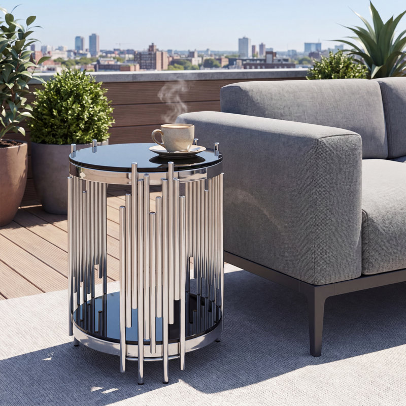 End Table, Black/Silver