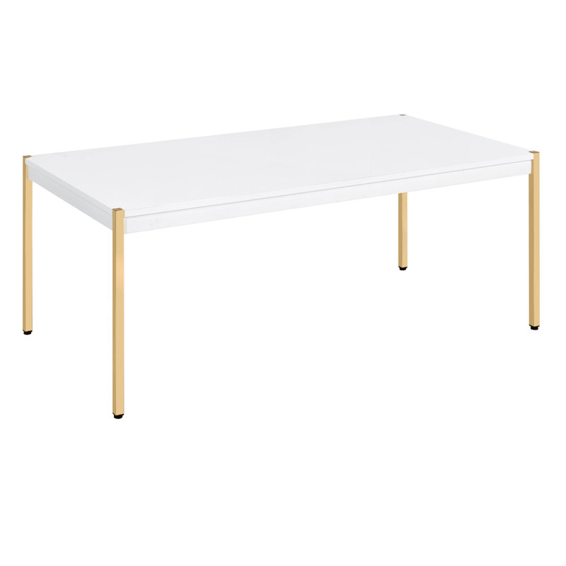 Table basse moderne moderne blanche et dorée avec plateau spacieux, parfaite pour les espaces de vie contemporains
