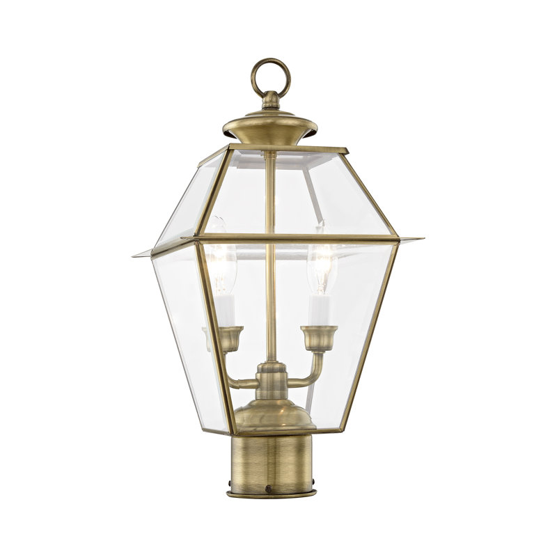 Tête de lanterne câblée à 1 lumière H 16,5 po Arelene, Laiton antique