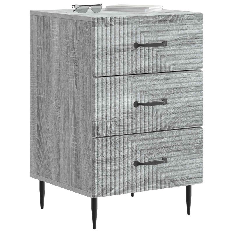43cm W Manufactured Wood Bedside Table, Grey Sonoma
