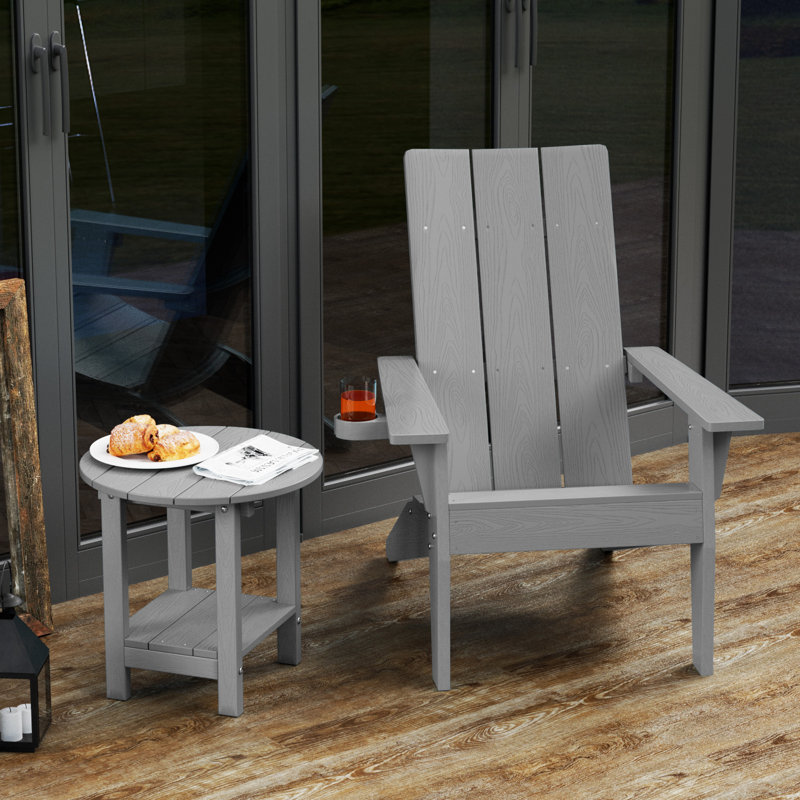 Chaise Adirondack en plastique avec table, Gris clair