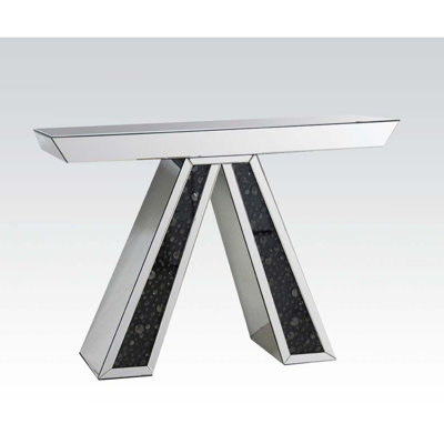 Blakes Glam Rectangular Mirrored Console Table with Faux Crystals