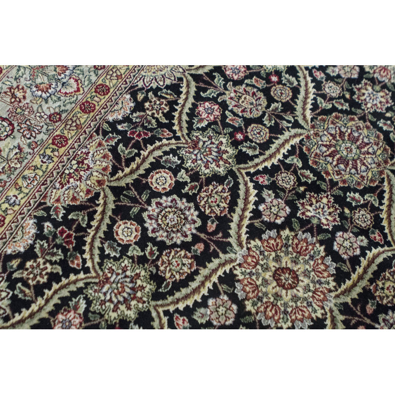 Manchuria Wool Oriental Area Rug in Black/Blue/Red/Green