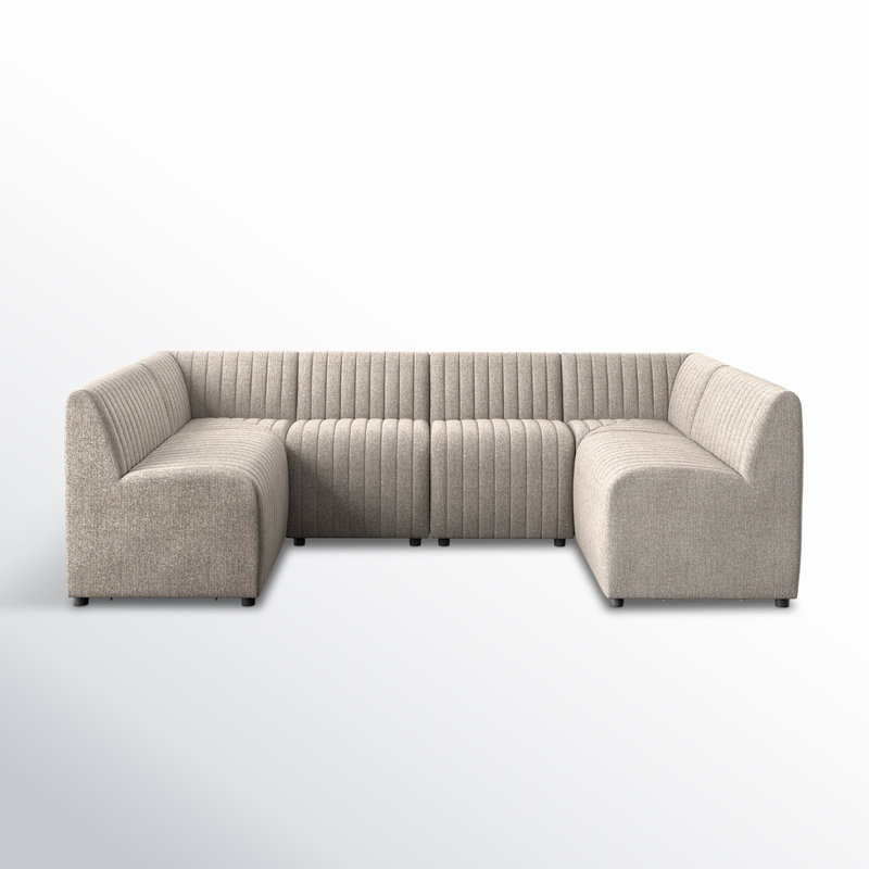 Augustine Modular Sectional, Gray Polyester, 31.5" H X 106" W x 66.5" D
