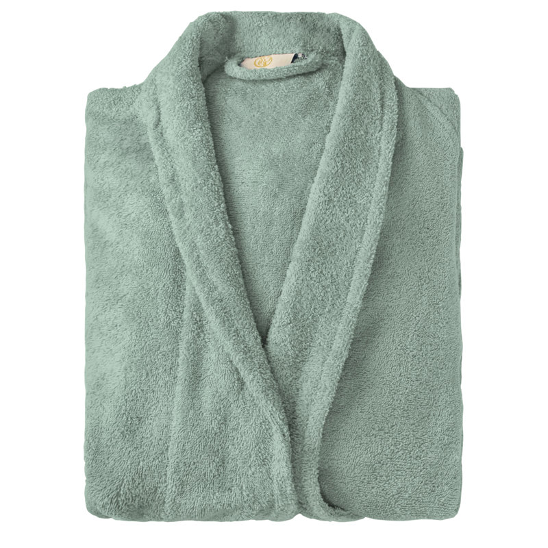 Peignoir mi-mollet en ratine 100 % coton avec poches Finnian, TG, Sauge