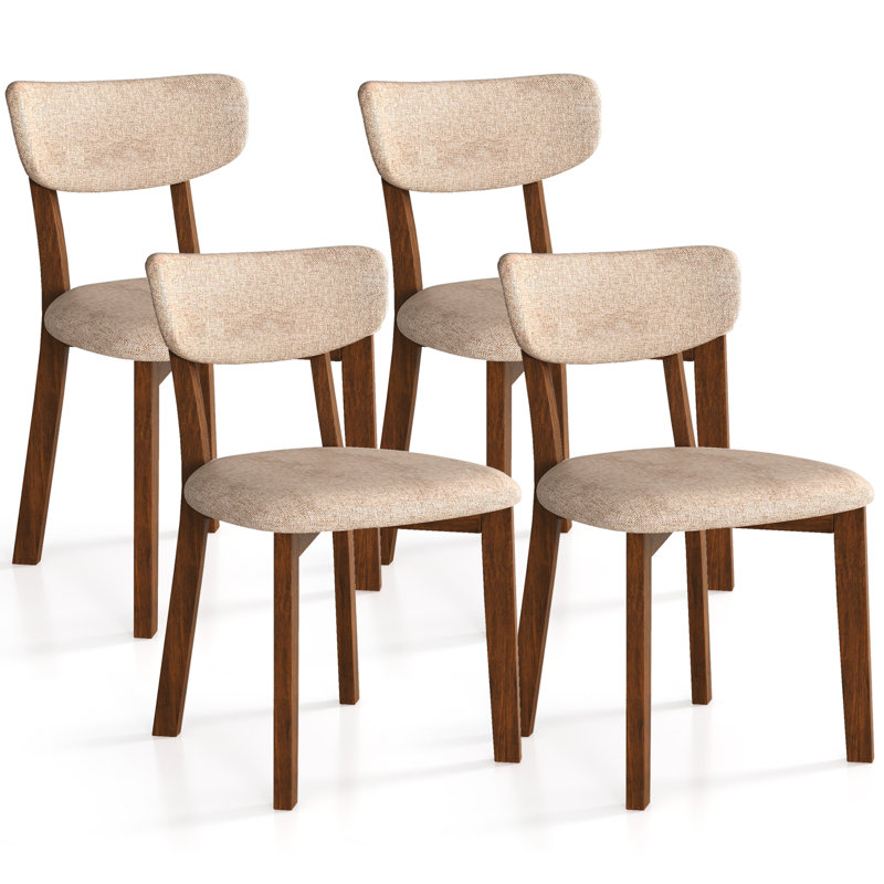 19'' H Upholstered Side Chair, Beige, Walnut