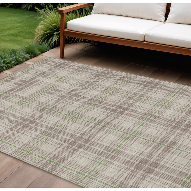Tapis d'intérieur lavable à carreaux beige 8 pi x 10 pi