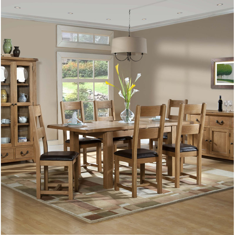 6 - Person Extendable Dining Set, Medium Oak, H78 x L198 x W90cm