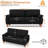 71-inch corduroy 2-seater sofa with solid wood frame, spring seat cushion and two throw pillows-Black-1064869019