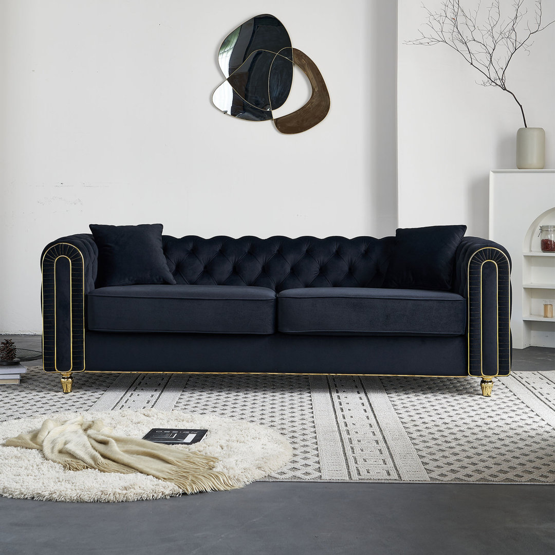 86 Wide Luxury Modern Tufted Sofa for Living Room House of Hampton® Upholstery 