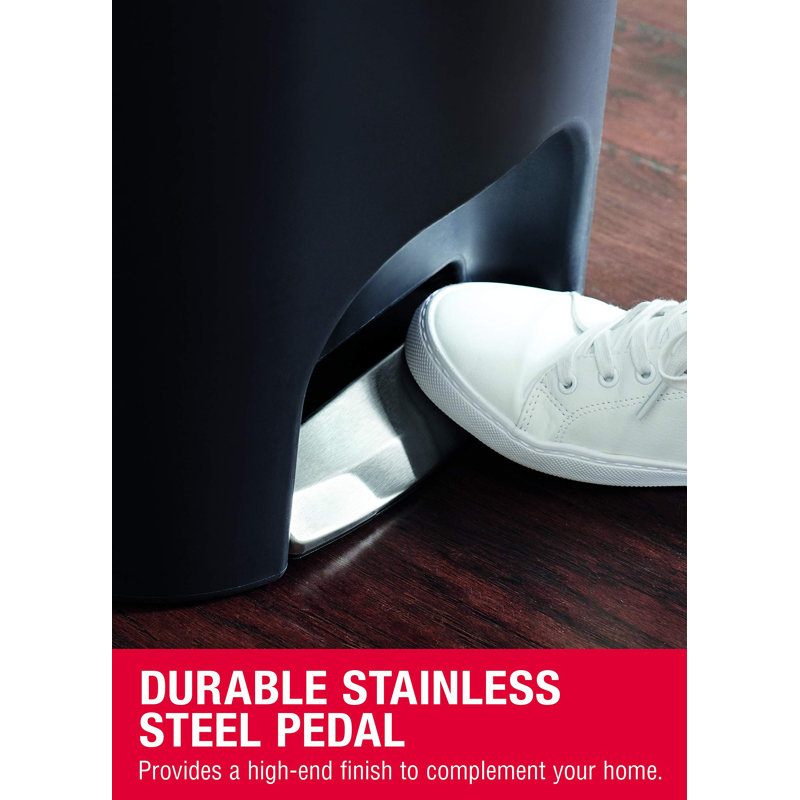 Black 13 Gallon Step-On Trash Can with Stainless Steel Pedal