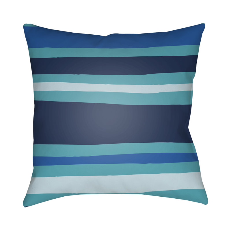 Littles Striped Throw Pillow, Turquoise/Dark Blue, 18" H x 18" W x 4" D